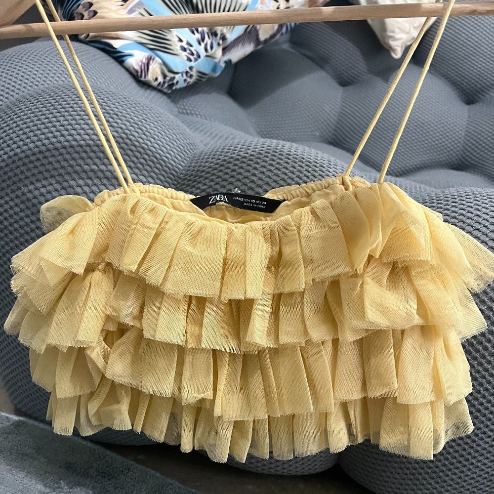 ZARA YELLOW TULLE CROP TOP SIZE XS